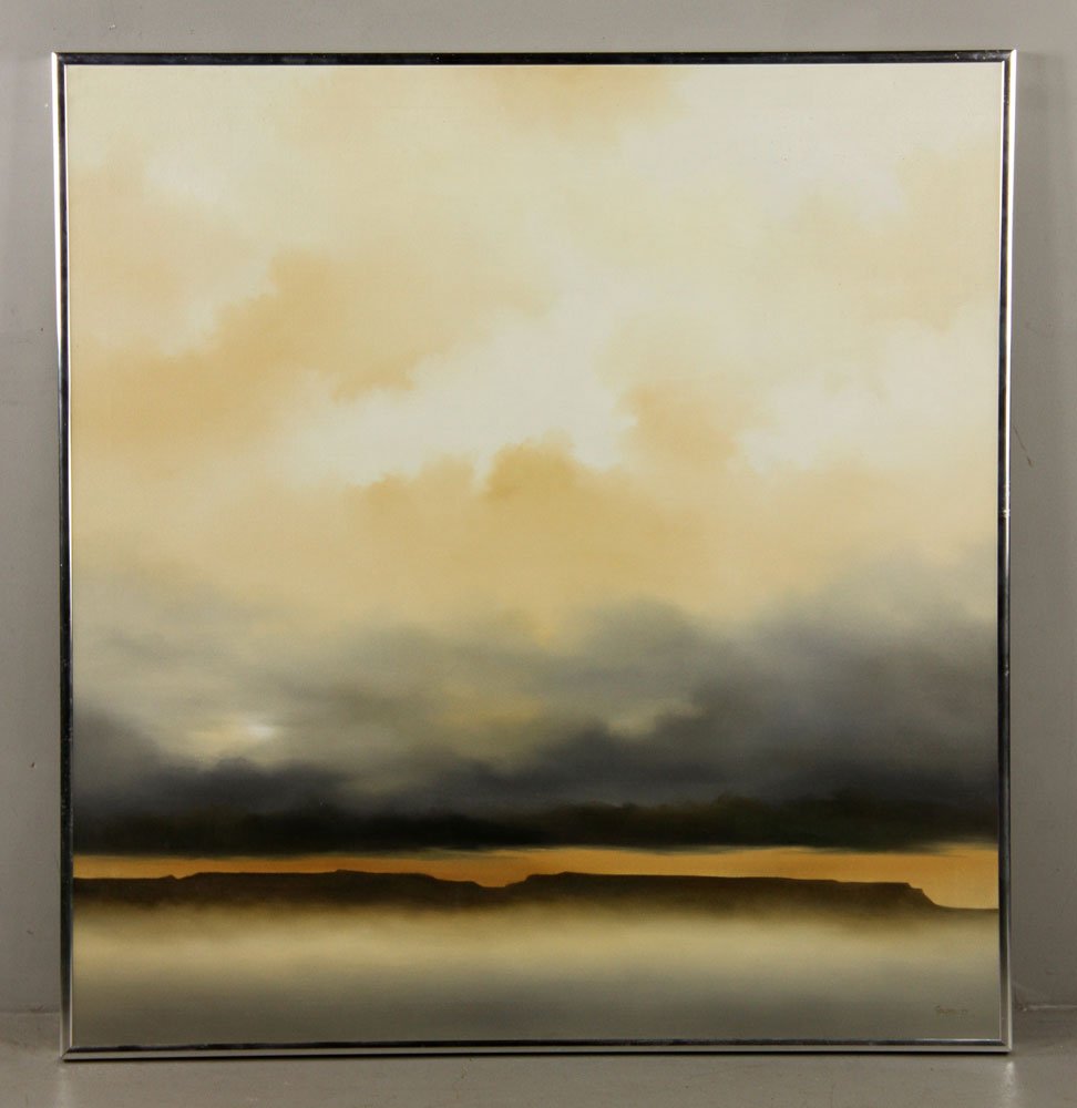Taylor, "Positive Light," O/C: Ann Taylor (American, 1941-), "Positive Light," oil on canvas, signed c. 1970 lower right, 42" h x 40" w (frame). Provenance: From a Massachusetts Estate.