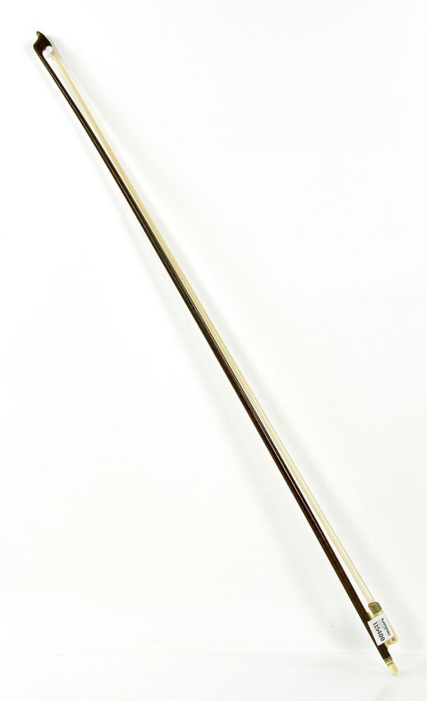 Violin Bow: Fancy violin bow, wood with horse hair and carved bone, 28 1/2" h x 1" w. Provenance: from a Massachusetts collection.