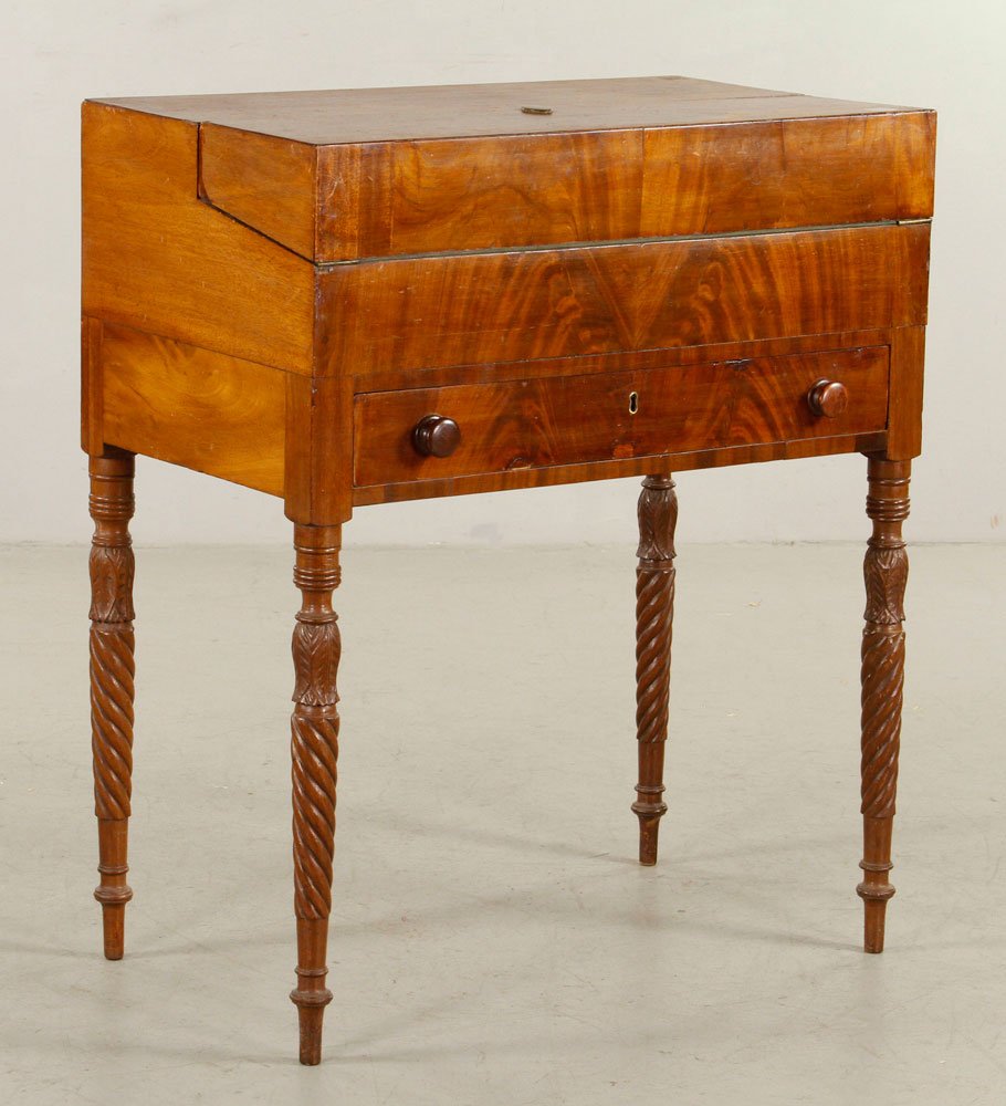 Sheraton Writing Desk: Sheraton writing desk, 35 1/2" h x 30" l. Provenance: Unreserved estate collection from a North Shore home.