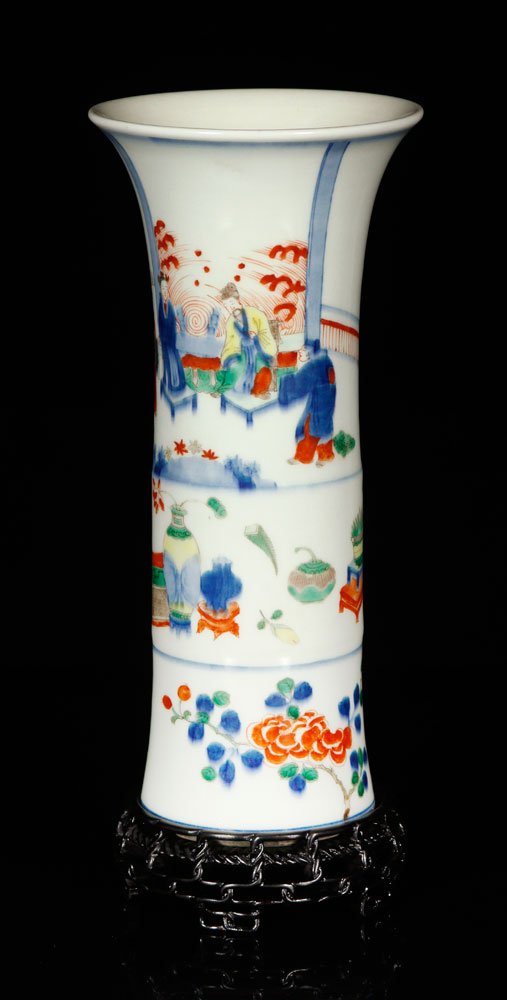19th C. Chinese Famille Verte Gu Vase (1 of 5)