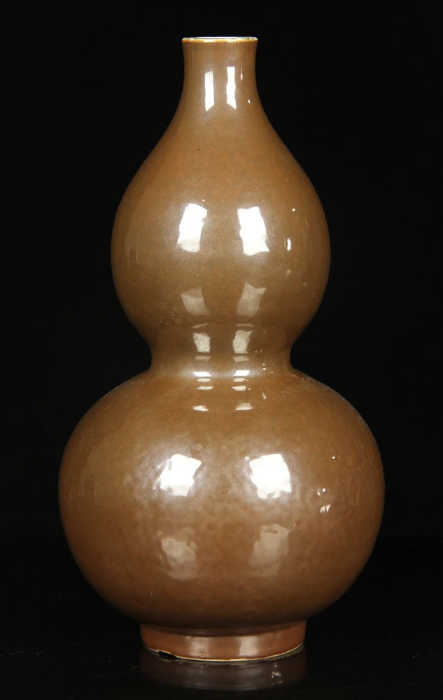 Chinese Qianlong Period Brown Glazed Double Gourd Vase (1 of 4)