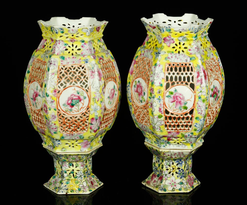 Pr. Early 20th C. Chinese Famille Rose Vases (1 of 4)