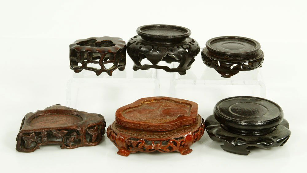 6 Chinese Carved Wood Stands: Lot of six carved wood stands, China.