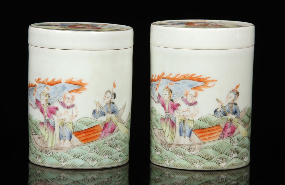 Pr. 19th C. Chinese Famille Rose Tea Caddies (1 of 4)