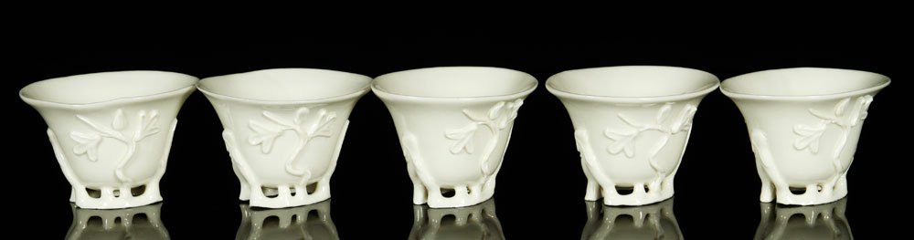 Five 19th C. Chinese Blanc de Chine Teacups (1 of 4)