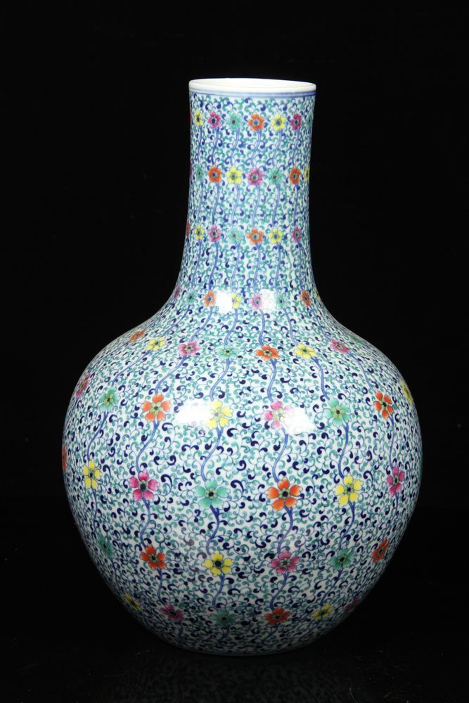 Chinese Qing Dynasty Doucai Glazed Bottle Vase (1 of 4)