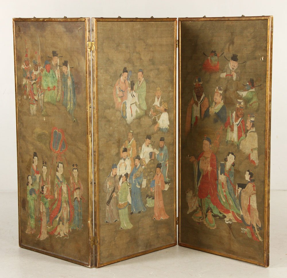 18th C. Chinese Silk Painting Screen (1 of 9)