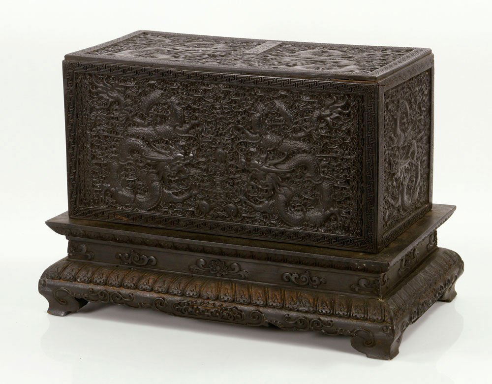 Chinese Carved Zitan Box on Stand (1 of 5)