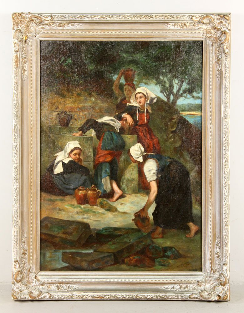 La Tangue, British School, O/C: British school, oil on canvas, inscribed "La Tangue," 33 1/2" h x 23 1/2" (view), 39 1/2" h x 29 3/4" w (frame). Provenance: From a Massachusetts estate.