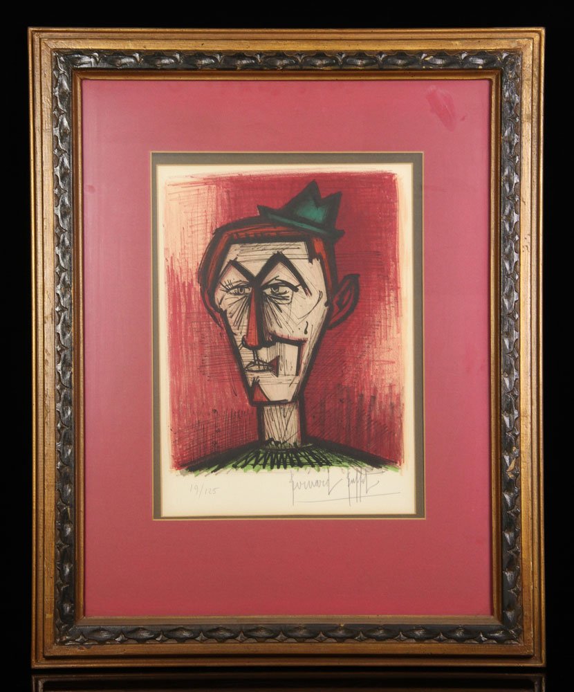Buffet, Print: Bernard Buffet (French, 1928-1999), print, limited edition 19 of 125; 15" h x 11" w (view), 28" h x 22" w (frame). Provenance: From the lifelong collection of Dr. Lester Jenkins of Lynn, Massachusetts