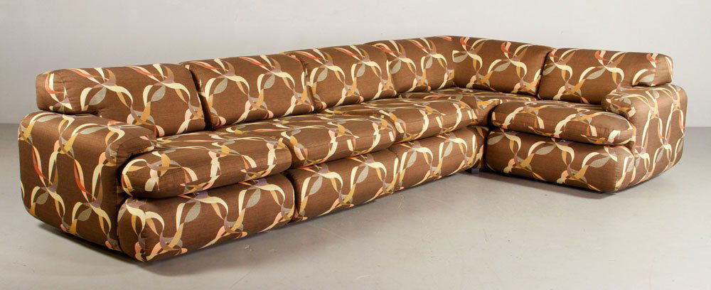 Kaplan and Fox, Sectional Sofa: Kaplan and Fox sectional sofa, with five sections. Provenance: From a New Hampshire estate.