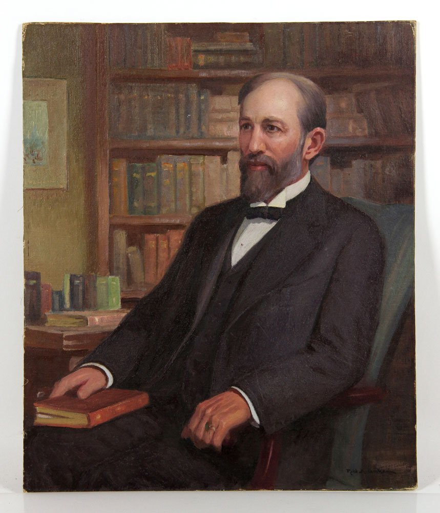 Graham, Portrait of Mr. Gere, O/B: Robert Alexander Graham (American, 1873-1946), portrait of Mr. Gere, oil on board, inscribed verso "Sketch for portrait of Mr. Gere, founder of the Nebraska State Journal - original hangs in Nebraska 
