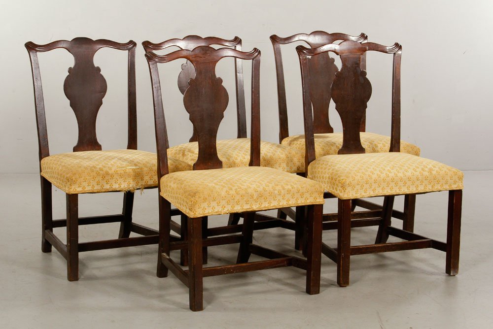 18th C. Set of 5 Chippendale Dining Chairs (1 of 3)