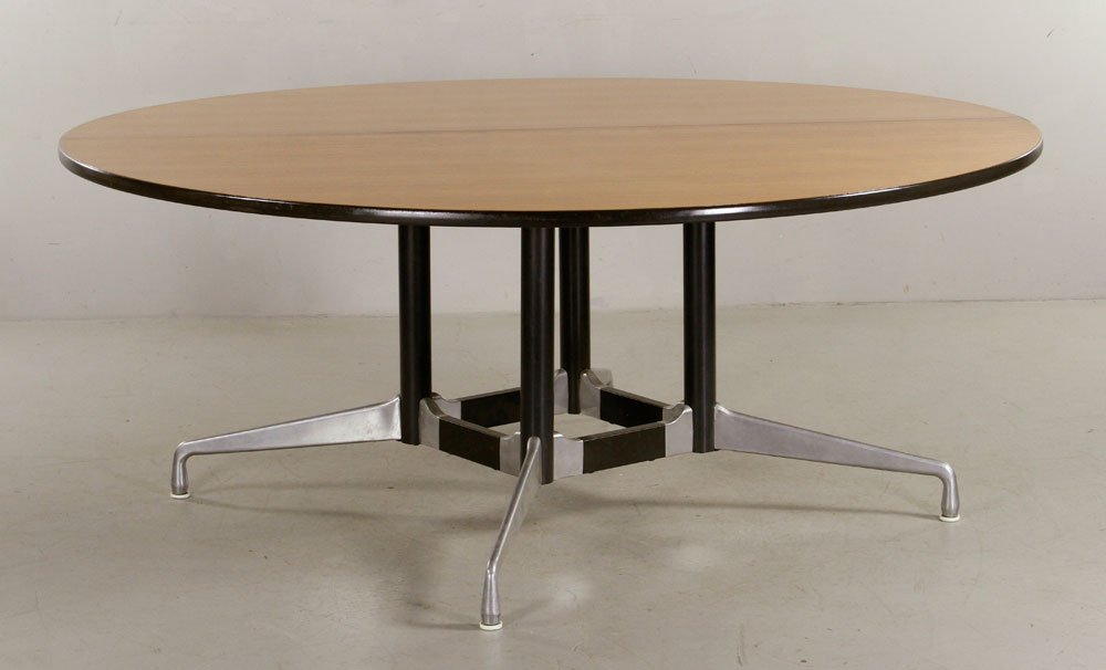 Herman Miller Dining Table: Herman Miller dining table, with aluminum base. Provenance: From a Massachusetts estate.