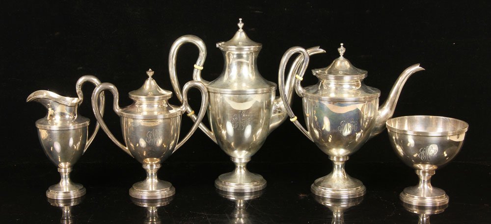 5 Piece Colonial Silver Tea & Coffee Set (1 of 6)