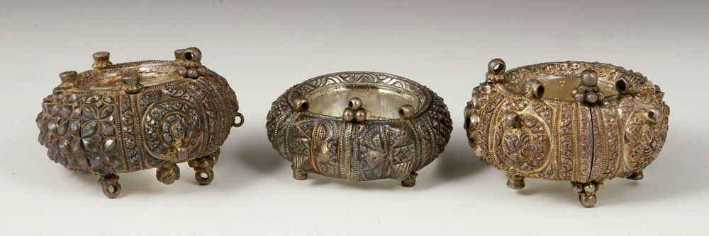 Lot of 3 Cuff Bracelets: Lot of three cuff bracelets, silver, with glass inserts. Provenance: from the Santa Barbara, California and Madison, Connecticut estates of Emily Hall Tremaine, by descent to her legal heiress.