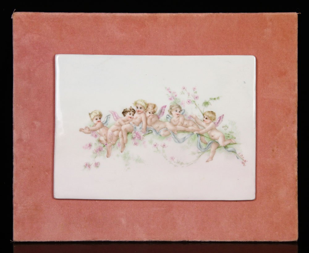 Porcelain Cupid Plaque (1 of 5)