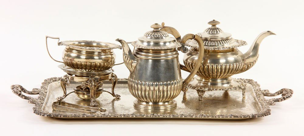 19th C. English Sheffield Plate Tea Set (1 of 4)