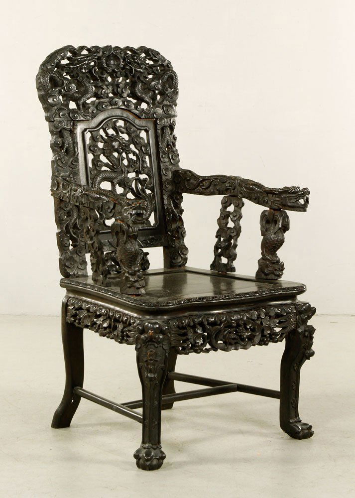 19th C. Chinese Rosewood Armchair (1 of 4)