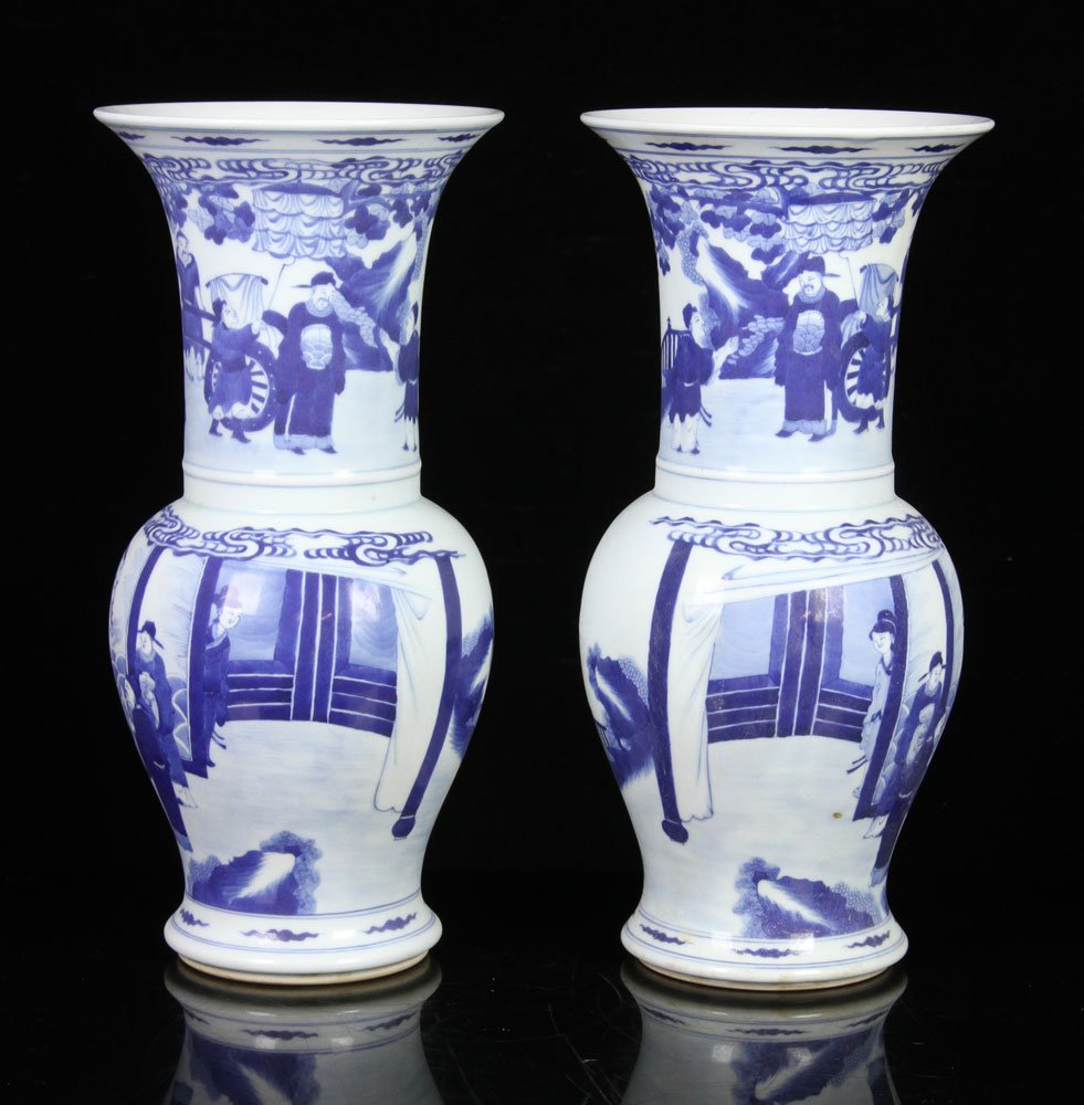 Pr. Blue and White Gu Vases (1 of 4)