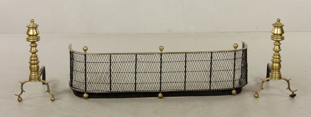 19th C. Chippendale Style Fender and Andirons (1 of 4)