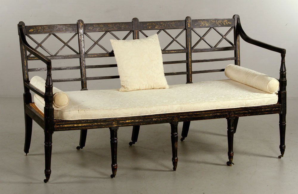 Hepplewhite Black Settee (1 of 5)