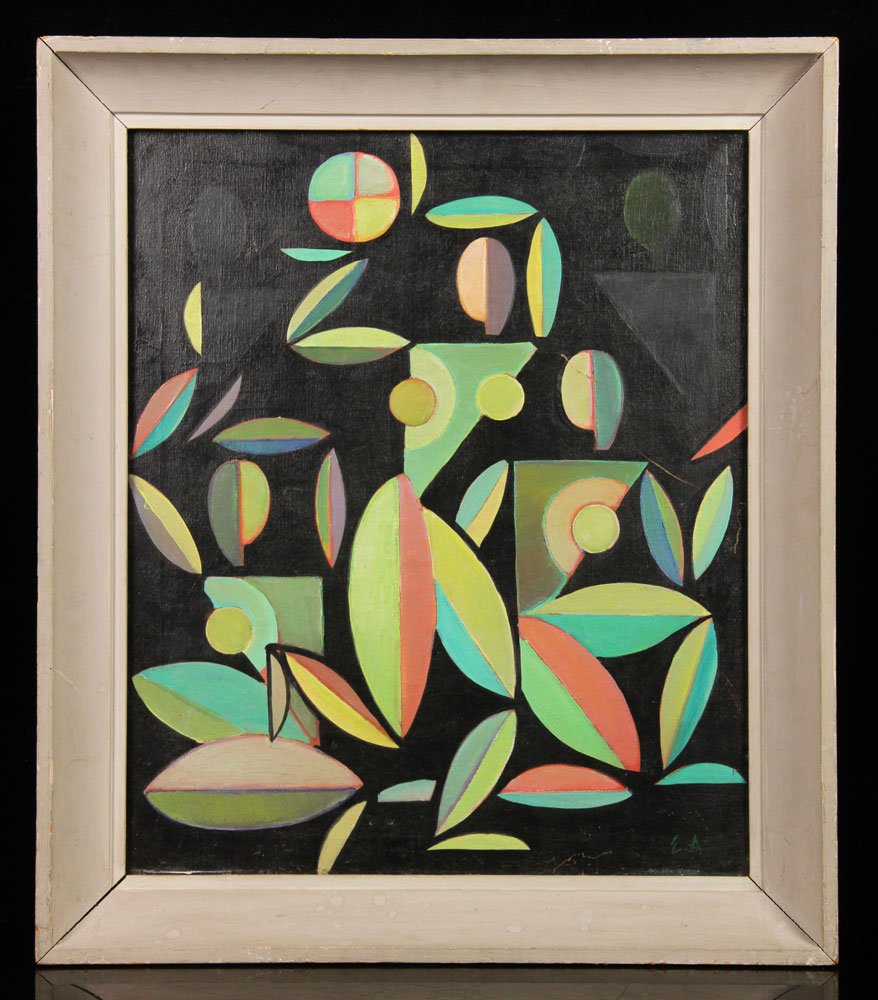 Altmann, Abstract Painting, Oil on Canvas: Egon Altmann, abstract painting, oil on canvas, initialed, 24" h x 20" w (view), 28"h x 24" w (frame). Provenance: From a California estate.