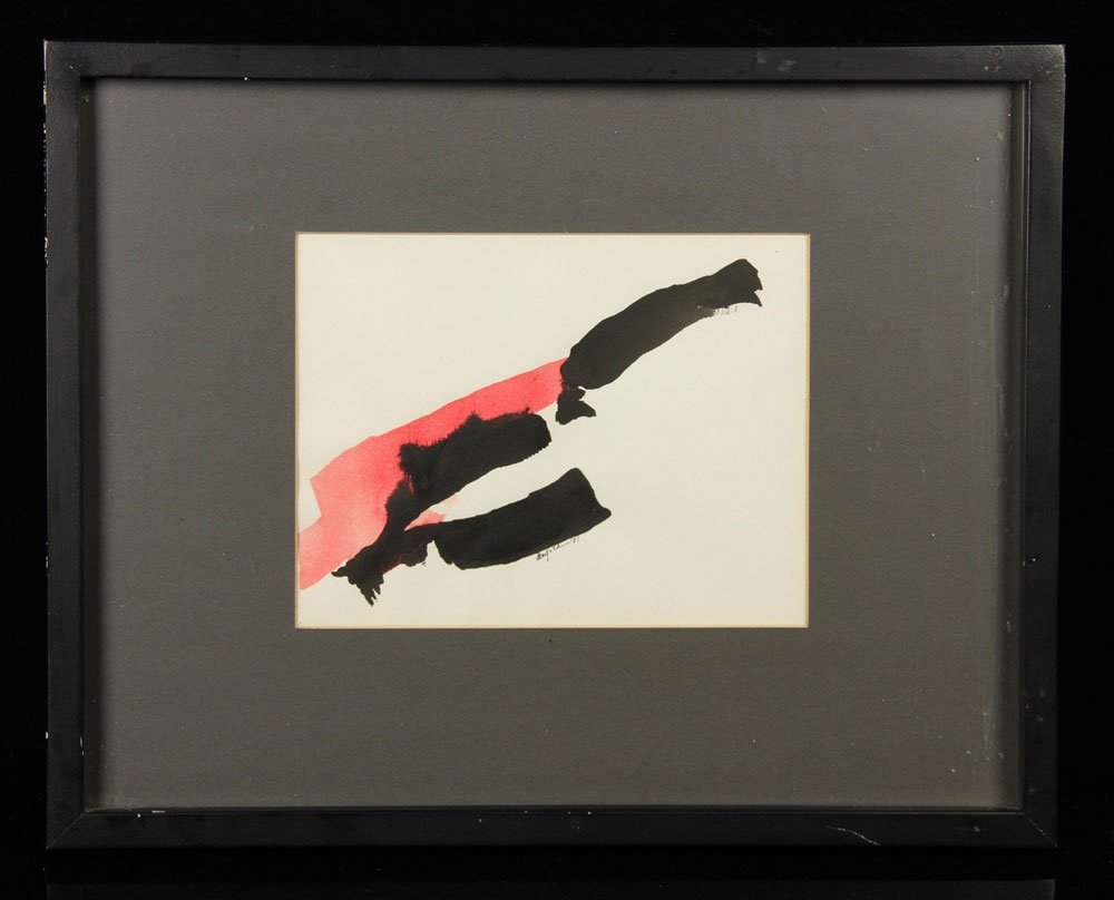 Friedman, Abstract, Watercolor: Kenneth Scott Friedman (American, 1949- ), abstract, watercolor on paper, signed and dated 1967, 6" h x 7" w (view), 12" h x 15" w (frame). Provenance: From the Santa Barbara, California and Madison, 
