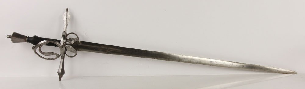 17th C. Style German Broadsword: 17th century style German broadsword, with leather wrapped grip, older blade. Provenance: From a California estate.