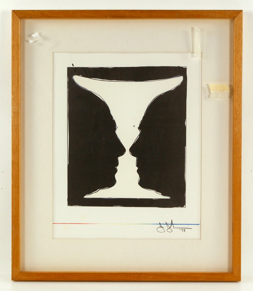Johns, "Cup Two Picasso," Print: Jasper Johns, "Cup Two Picasso, " print, framed under glass, 13" h x 10 1/4" w (view), 18 1/2" h x 15 3/4" w (frame). Provenance: From a Massachusetts private collector.