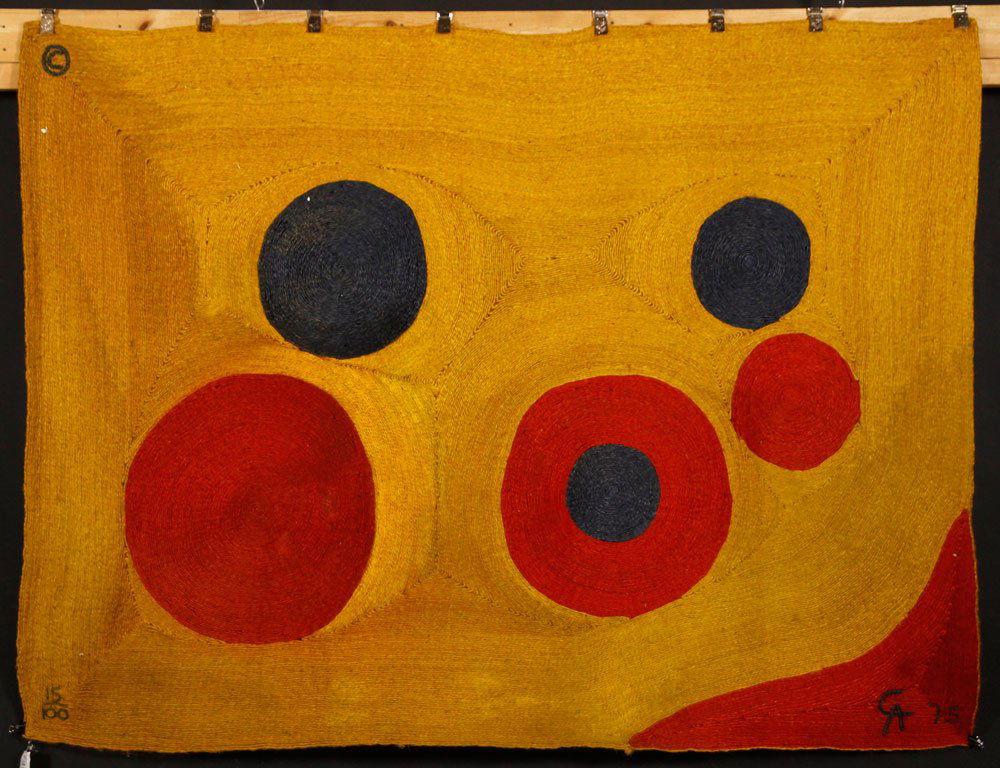 Calder, Modern Woven Carpet: Alexander Calder (American, 1898-1976), modern woven carpet, initialed, editioned 15/100, dated "1975," 8' 1" x 6' 0". Provenance: From a Florida estate.