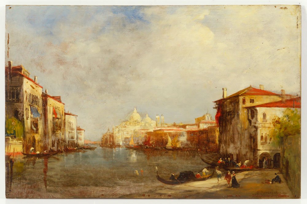 Famagal, Venetian Canal Scene, Oil on Panel: S. Famagal, Venetian canal scene, oil on panel, signed lower right, unframed, 10 1/2" h x 16 1/4" w. Provenance: From the estate of the late Harry Reed Everson, an avid collector, from Marblehead, MA.
