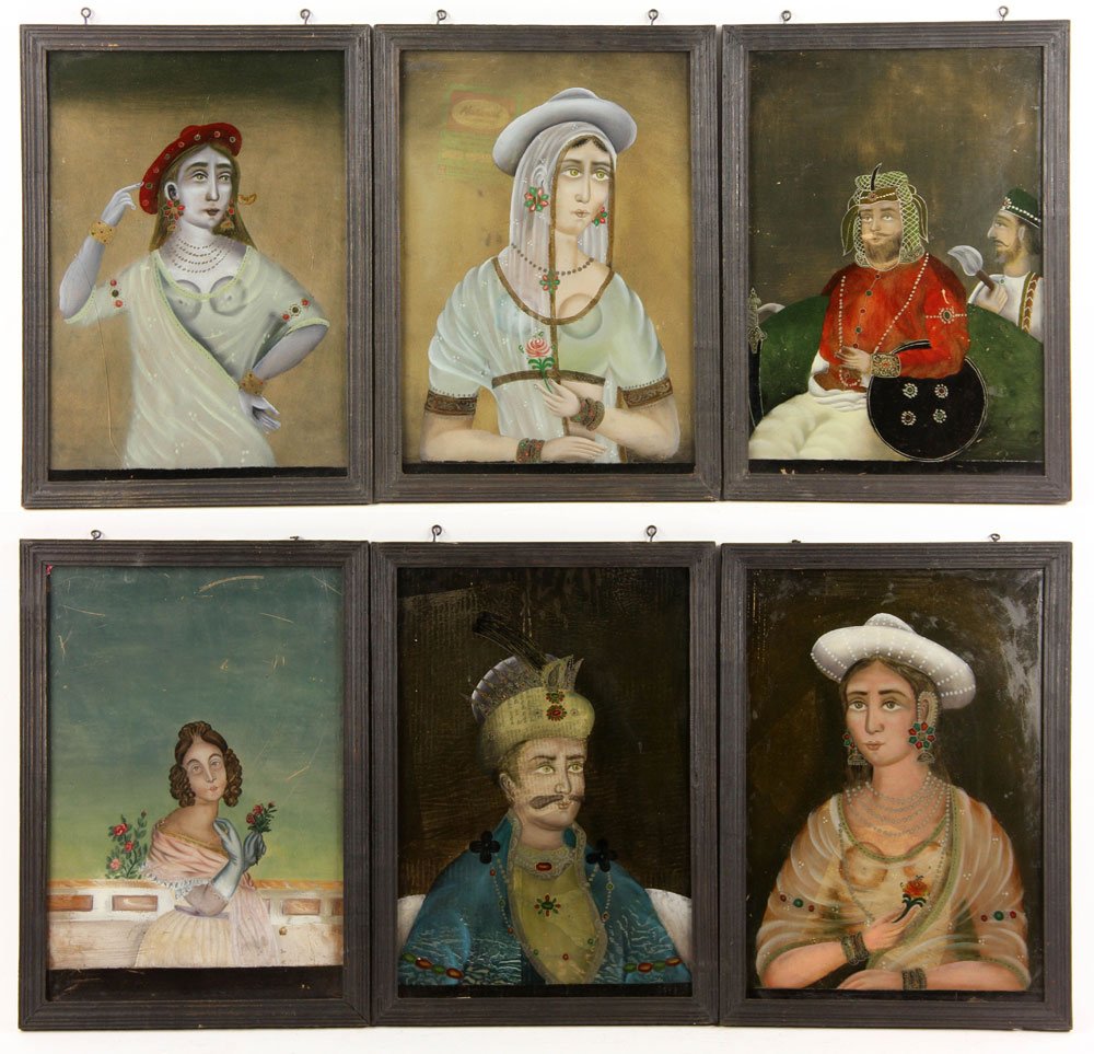 6 Indian Reverse Paintings (1 of 7)