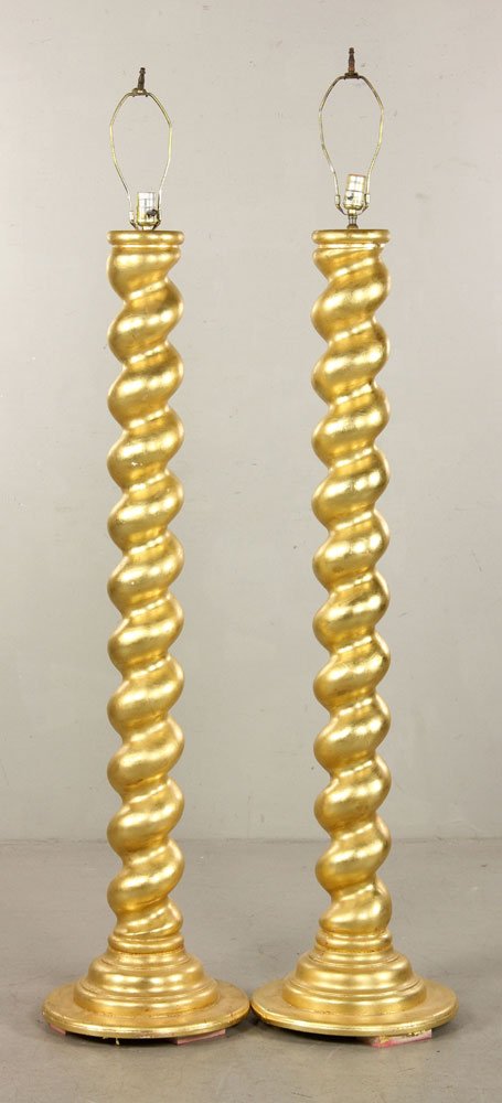 Pr. Decorative Gilt Floor Lamps (1 of 4)