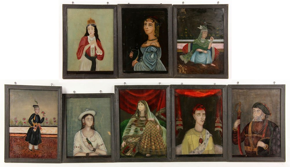 8 Indian Reverse Paintings (1 of 6)