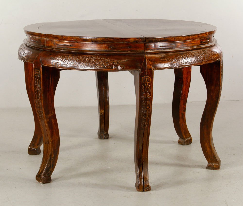 Pr. 19th C. Chinese Carved Demilune Tables (1 of 6)