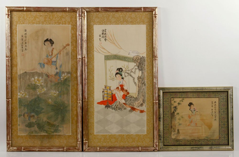 3 Chinese Silk Paintings (1 of 4)