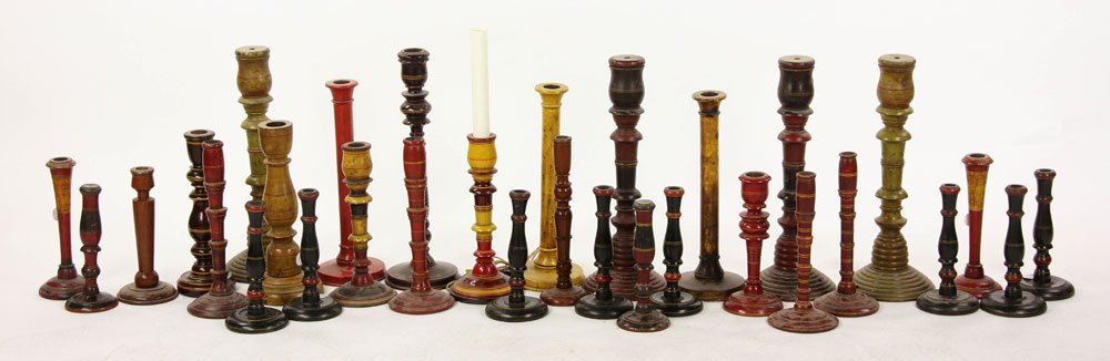 31 Polychrome Wood Candlesticks (1 of 4)