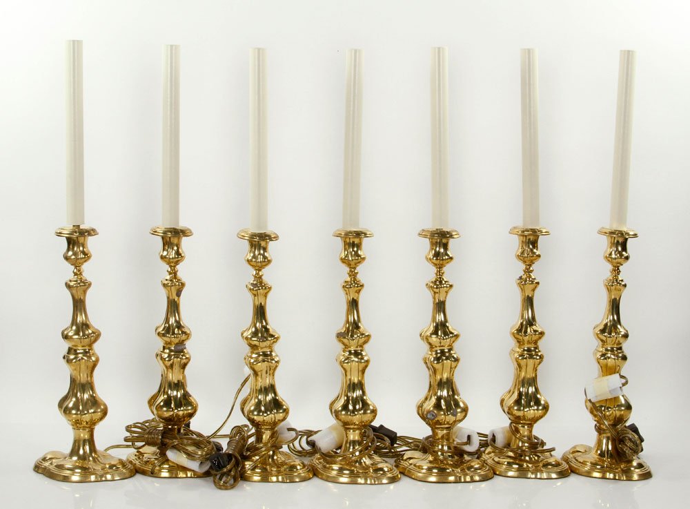 7 Brass Candlestick Lamps (1 of 3)