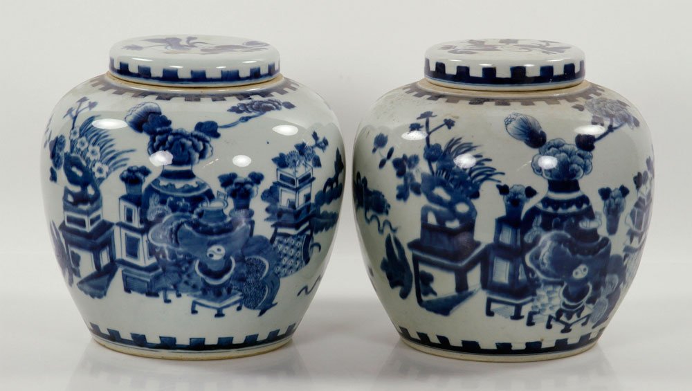 Pr. Chinese Blue and White Ginger Jars (1 of 4)
