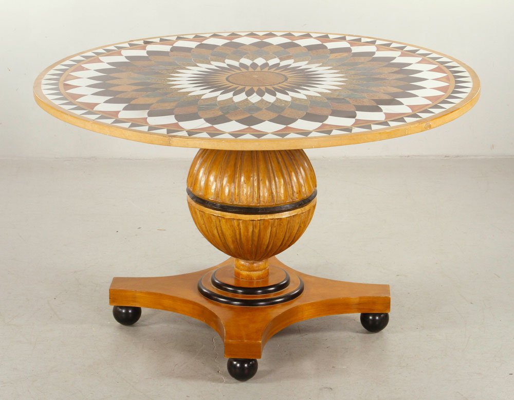 Biedermeier Style Table with Inlaid Marble Top (1 of 5)