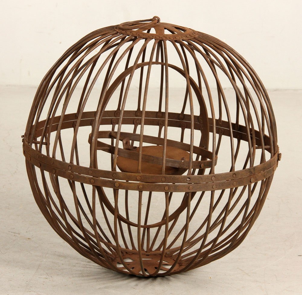 Wrought Iron Gimbal Ship's Oil Lamp (1 of 4)