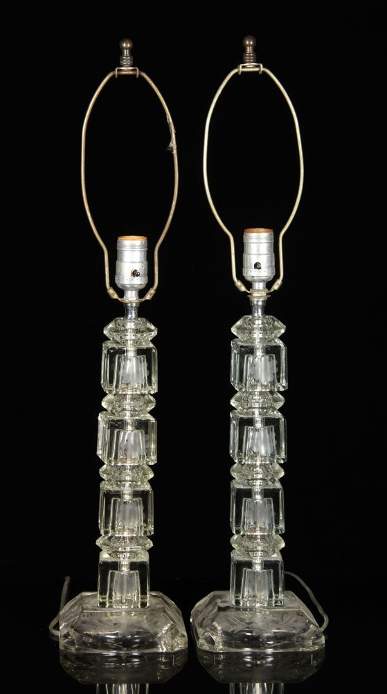 Pr. 20th C. American Glass Lamps (1 of 4)
