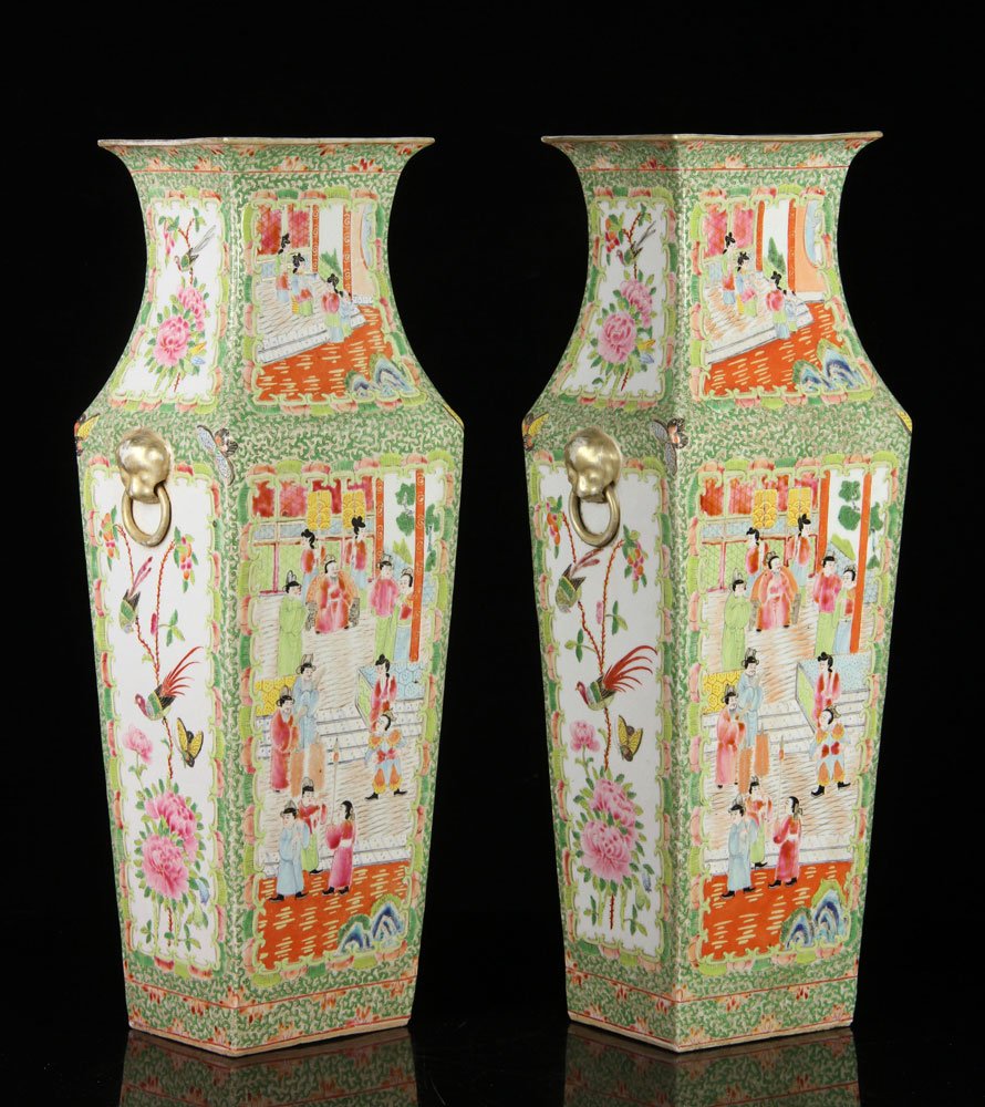 Pr. Chinese Rose Medallion Porcelain Vases (1 of 4)