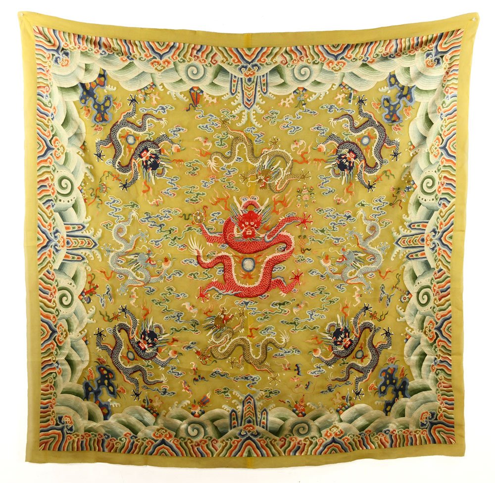 Chinese Imperial Yellow Silk Embroidery (1 of 5)