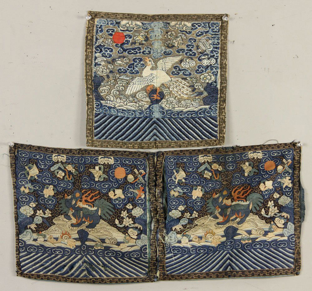 Three Chinese Kesi Embroidery Rank Badges (1 of 4)