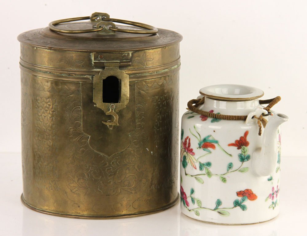 Chinese Famille Rose Teapot with Bronze Box (1 of 4)