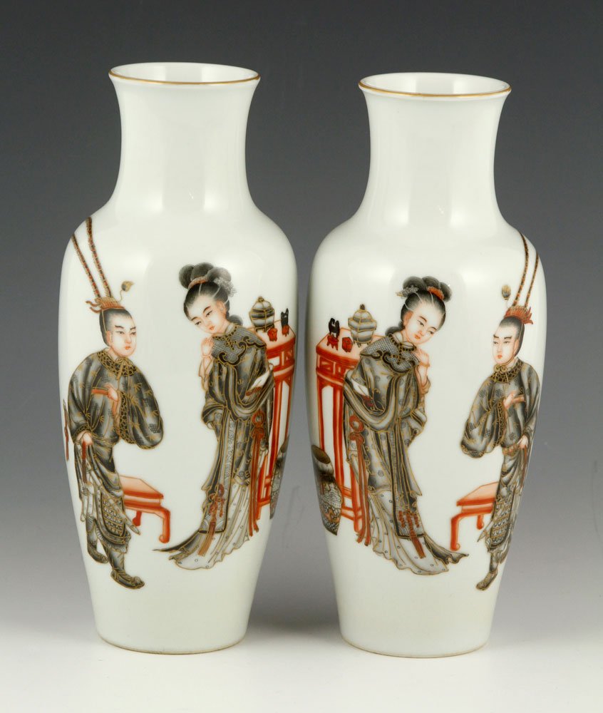 Pr. Chinese Enamel Glazed Vases (1 of 5)