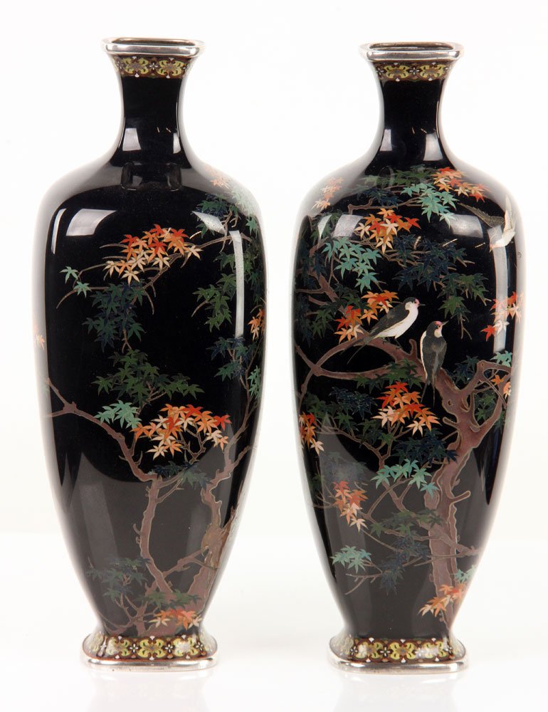 Pr. Japanese Cloisonne Vases (1 of 4)