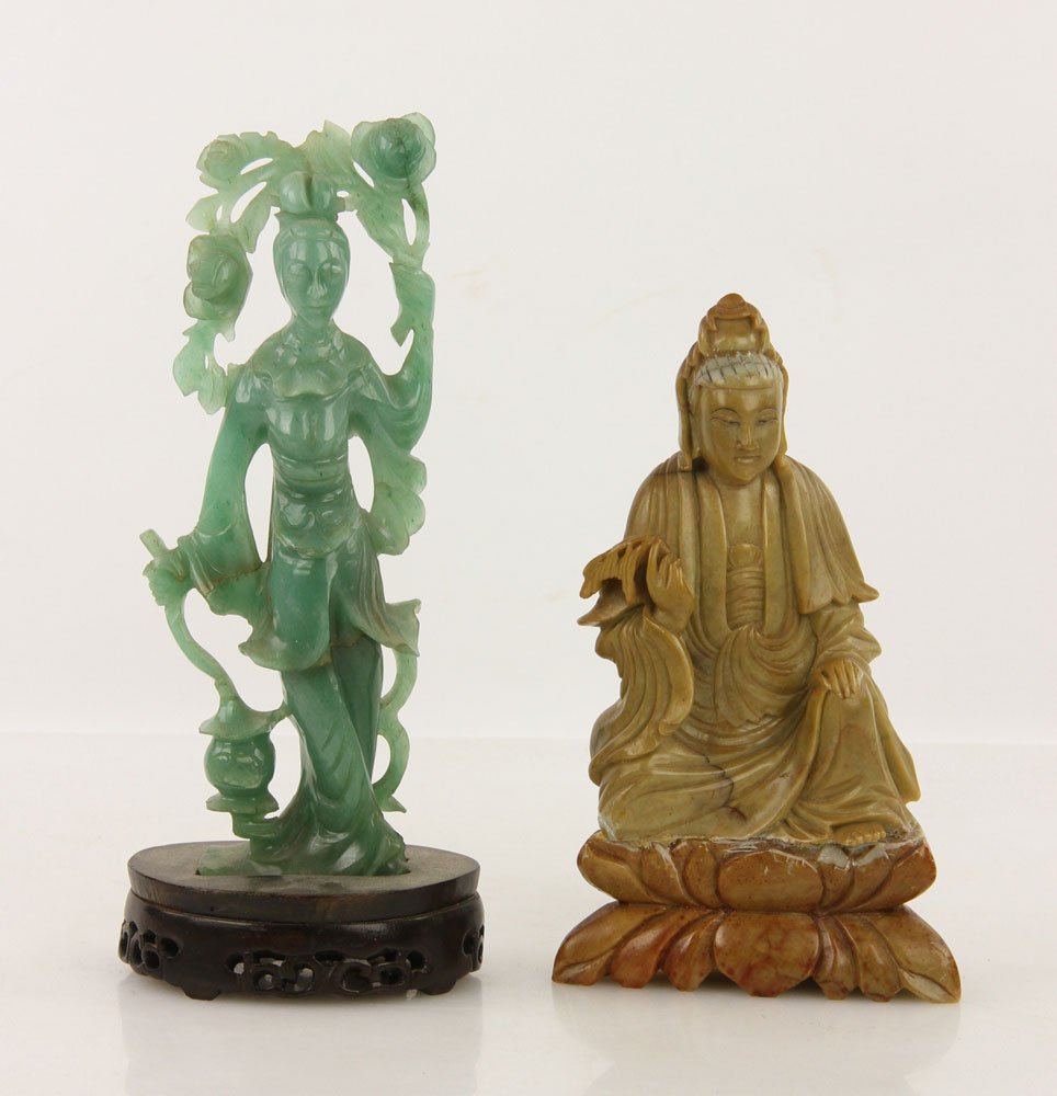 Two Carved Chinese Stone Figures (1 of 4)